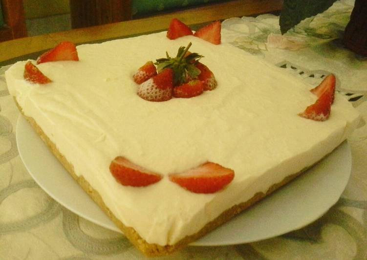 resep lengkap untuk No Baked Strawberry Cheese Cake versi cheat??