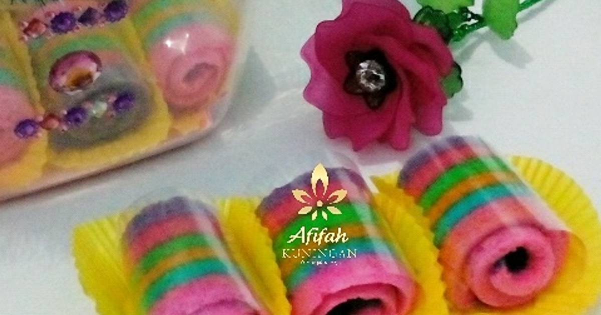 Resep Mini Roll Rainbow Cake Lembut