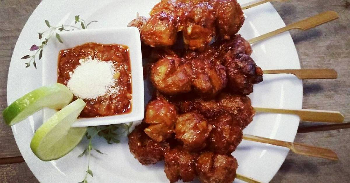 1 resep sate bakso keju bumbu bbq dan madu enak dan 