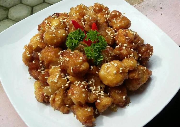 resep lengkap untuk Honey Chicken Popcorn