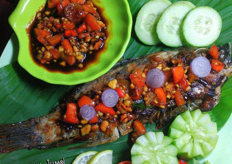 resep makanan Mujair bakar bumbu kacang, simpel lazis????