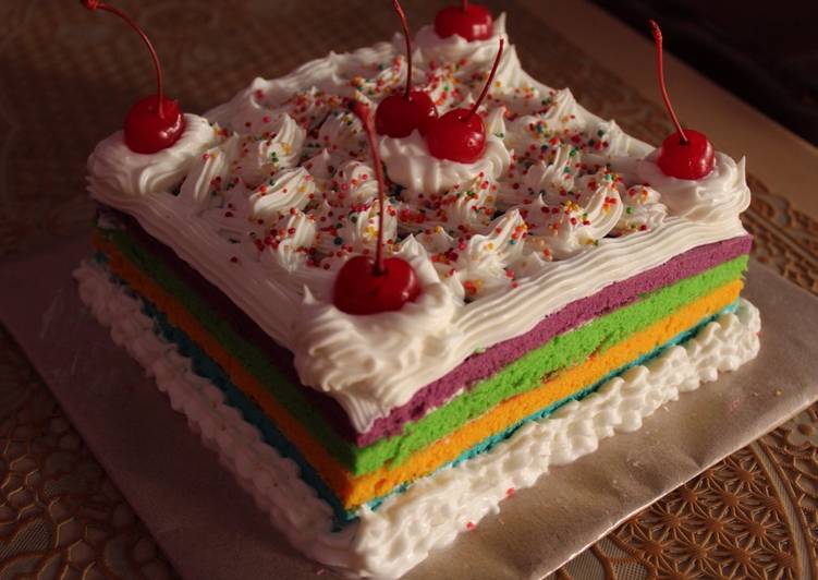 resep lengkap untuk Rainbow cake (kukus)