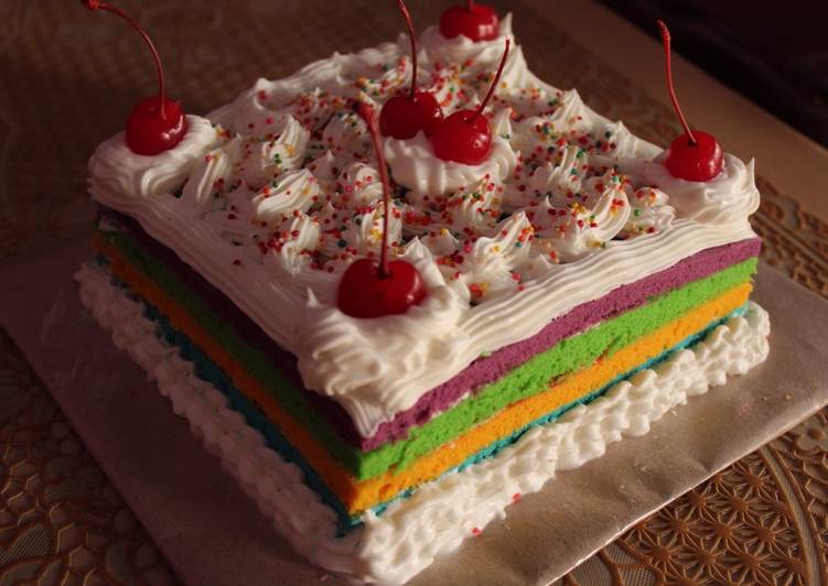 Resep Rainbow cake (kukus) Kiriman dari Nella Mayank Sari