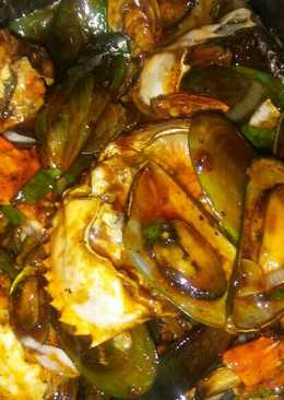 Kepiting + kerang lada hitam