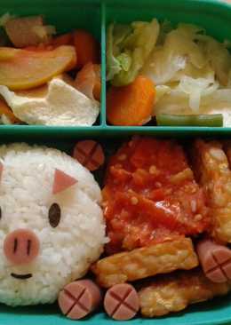 Bento pig+tempe penyet+sop