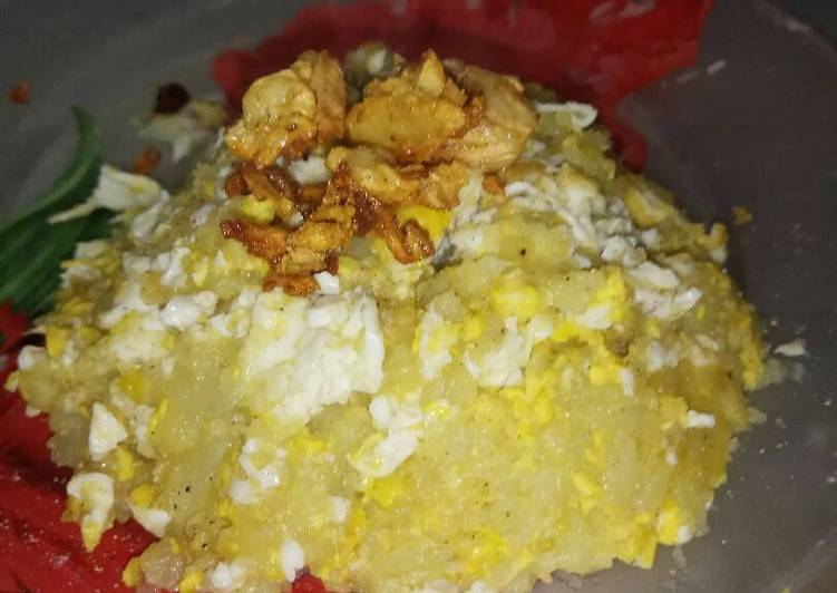 cara membuat Mashed potato with scramble egg