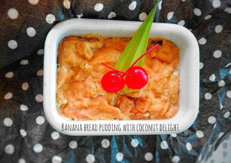 gambar untuk cara membuat Banana bread pudding with coconut delight (#postingrame2_pudding