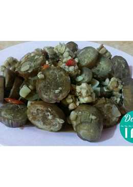 Tumis terong tempe pedas manis