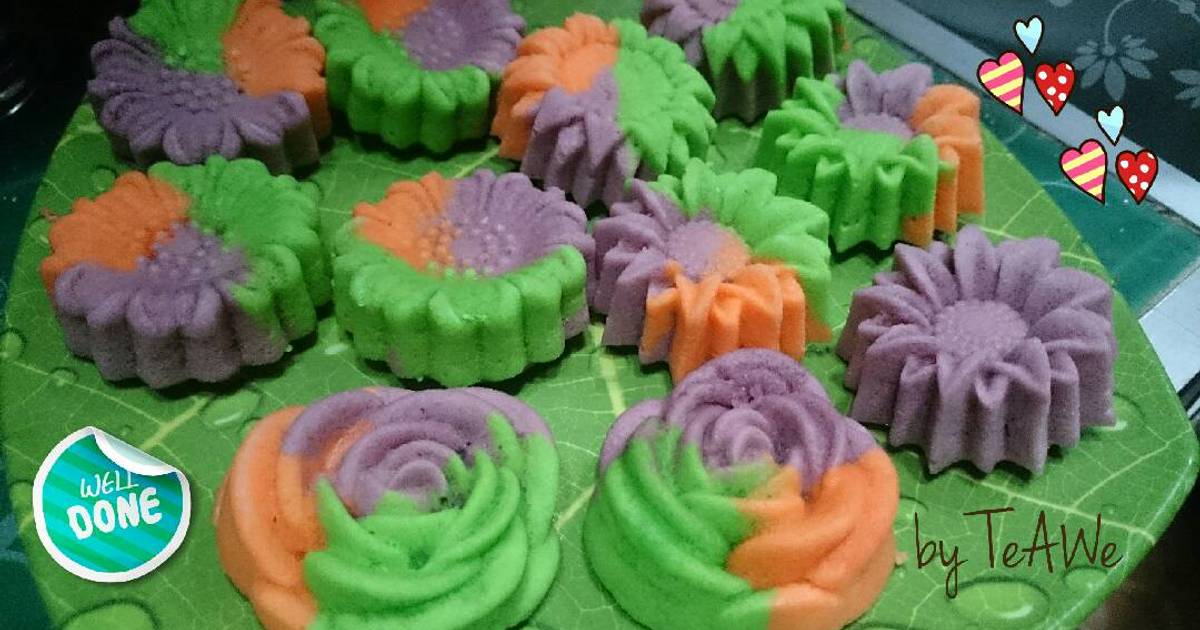 Resep Bolu kukus mawar pelangi