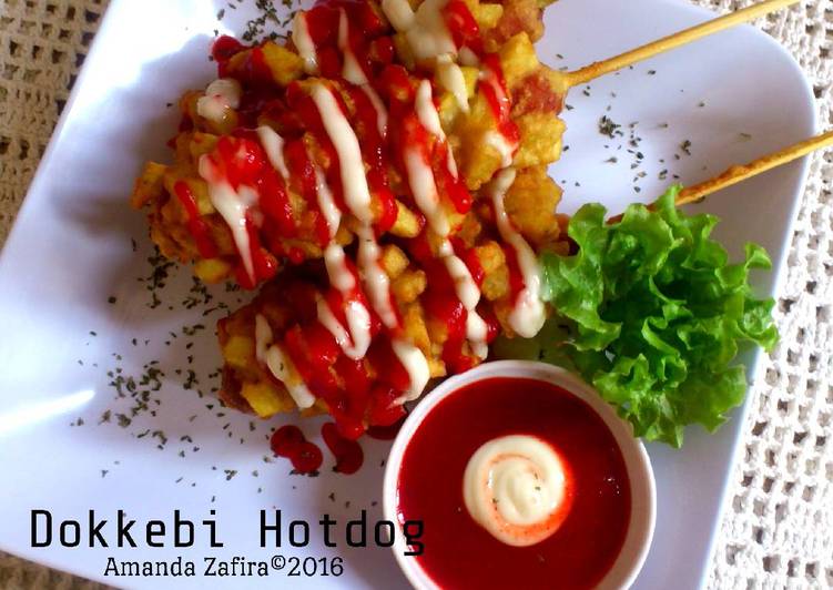 resep makanan Dokkebi Hotdog