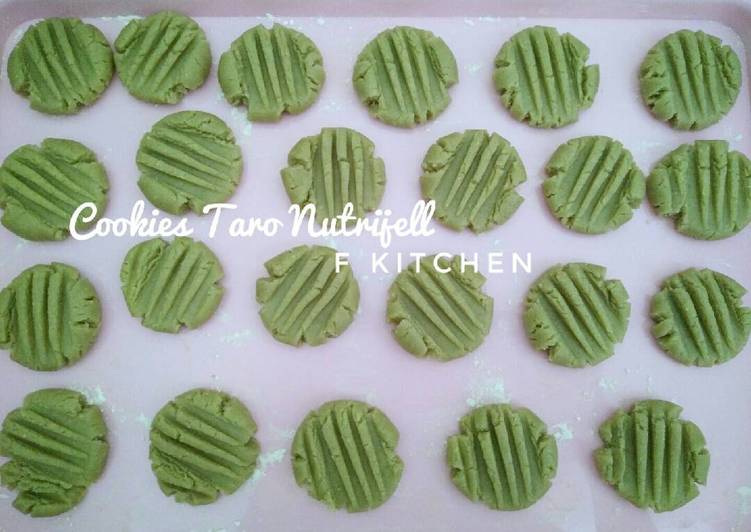 cara membuat Cookies Taro Nutrijell (no oven, no mixer, no egg)