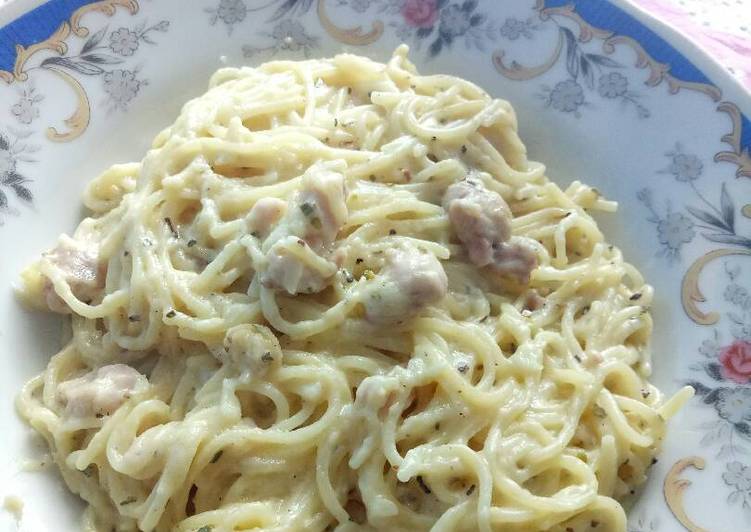 resep makanan Spaghetti Carbonara/Saus Putih