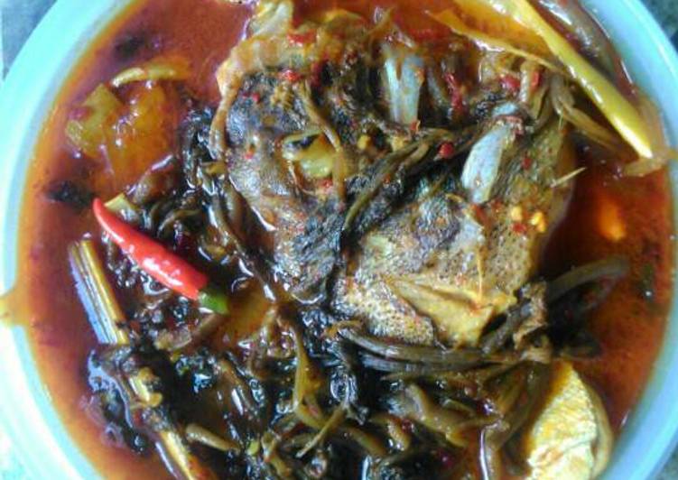 gambar untuk resep makanan Asam Pedas kepala kakap asinan sawi