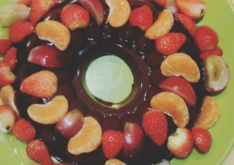 bahan dan cara membuat Puding chocolate silky fruit