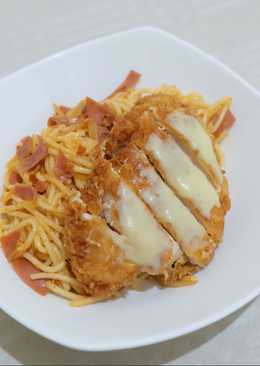 Spaghetti Chicken Katsu Mozzarella