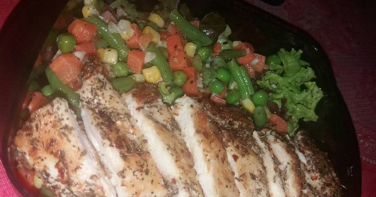 Resep Grilled chicken and mixed vegetables ala Efa Lian