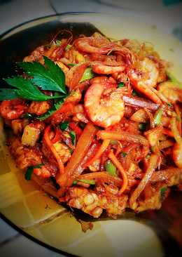 Oseng udang sayur gula merah"