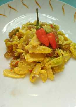 Tumis putren makaroni pedas (jagung muda/ baby corn)