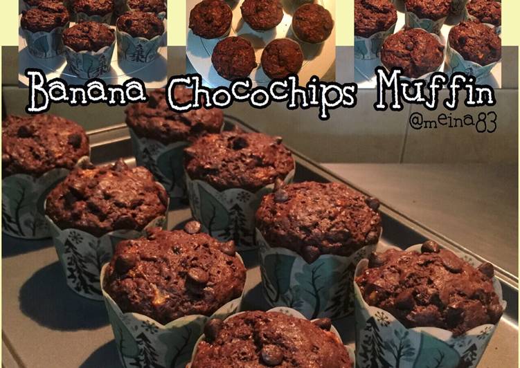bahan dan cara membuat Banana Chocochips Muffin