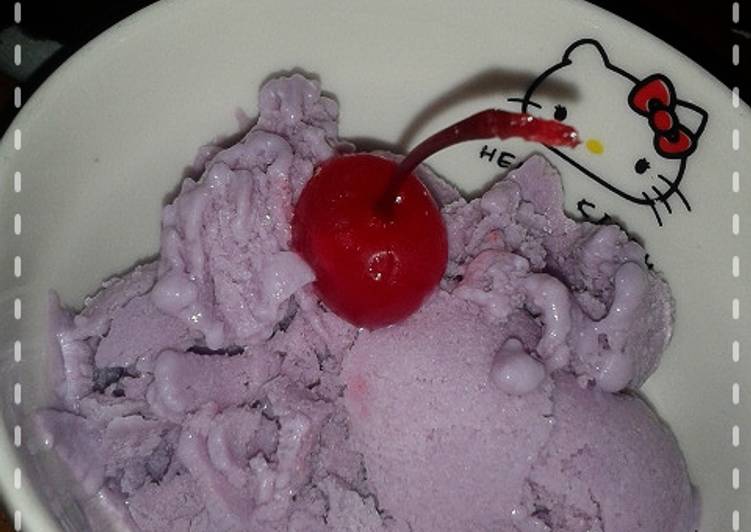 resep makanan Ice Cream Ubi Ungu tanpa Whiping / SP (3 bahan saja)