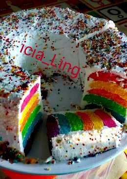 Rainbow cake kukus lembuutt bgtt