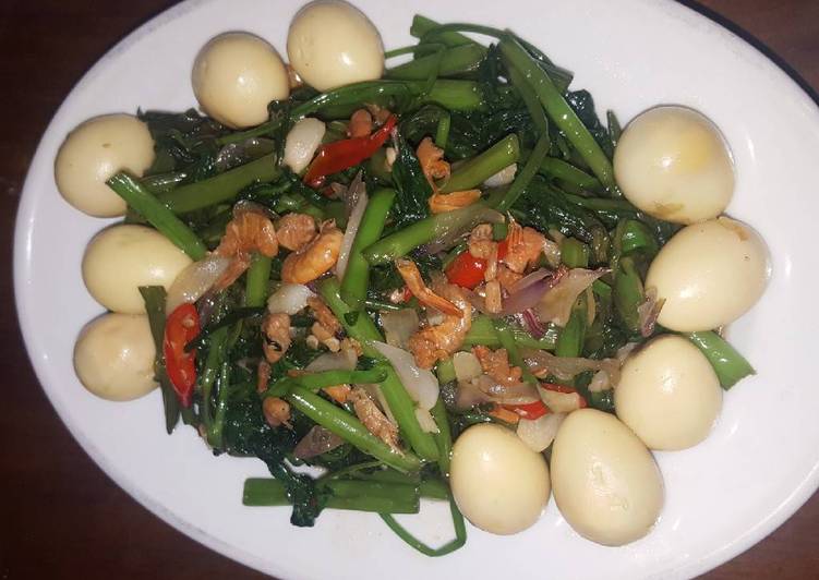 gambar untuk resep makanan Tumis kangkung telur puyuh