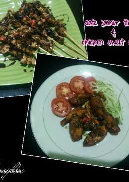 Chicken sweet spicy dan sate jamur tiram