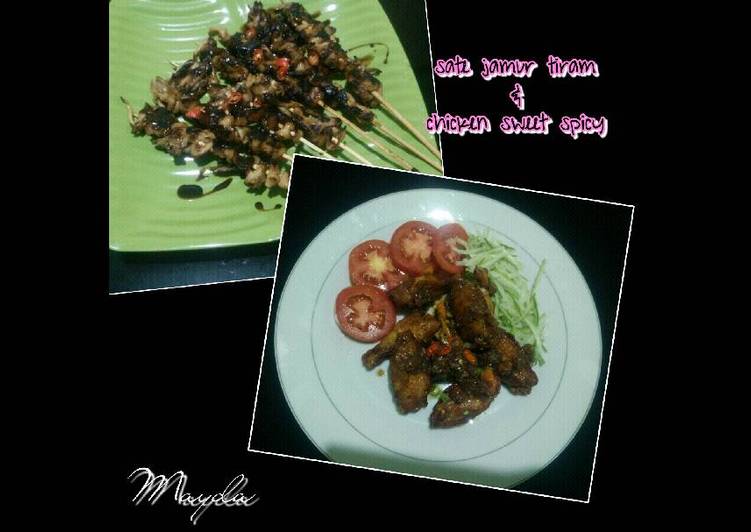 Resep Chicken sweet spicy dan sate jamur tiram By Mayda Zhafira