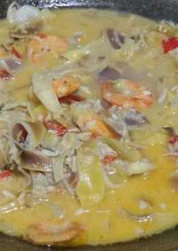 Jantung pisang udang santan