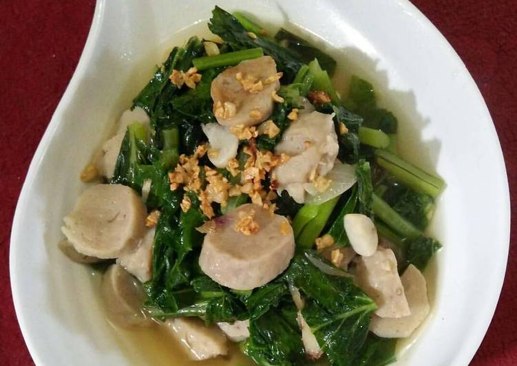 gambar untuk resep Tumis bayam bakso tahu / bayam tumis gak biasa