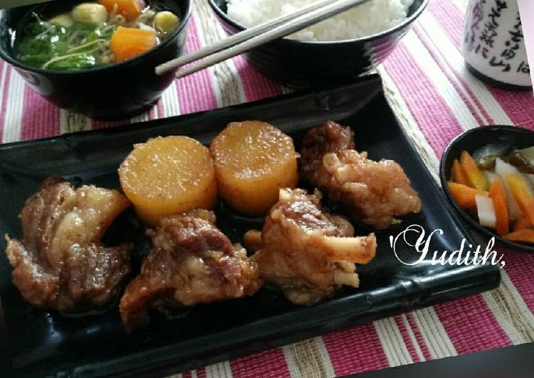 resep makanan Semur Daging Iga dan Lobak Kecap Asin