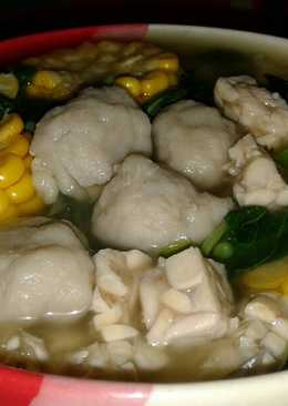 Sayur bayam baso tempe bening sederhana