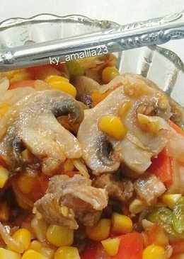 Tumis jagung jamur kancing
