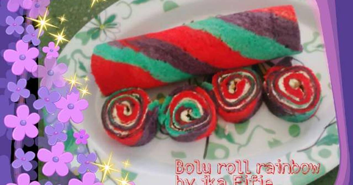 Resep Rainbow roll cake