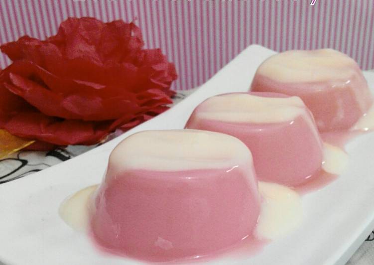 cara membuat Silky Puding Leci Strawberry