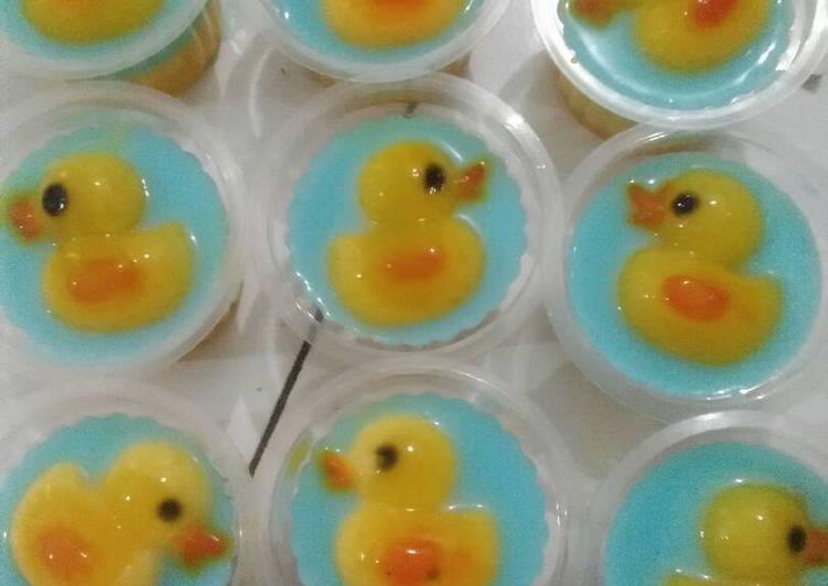 cara membuat Puding bebek mangga susu