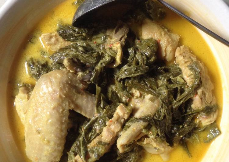 gambar untuk cara membuat Gulai daun ubi ayam n tempe