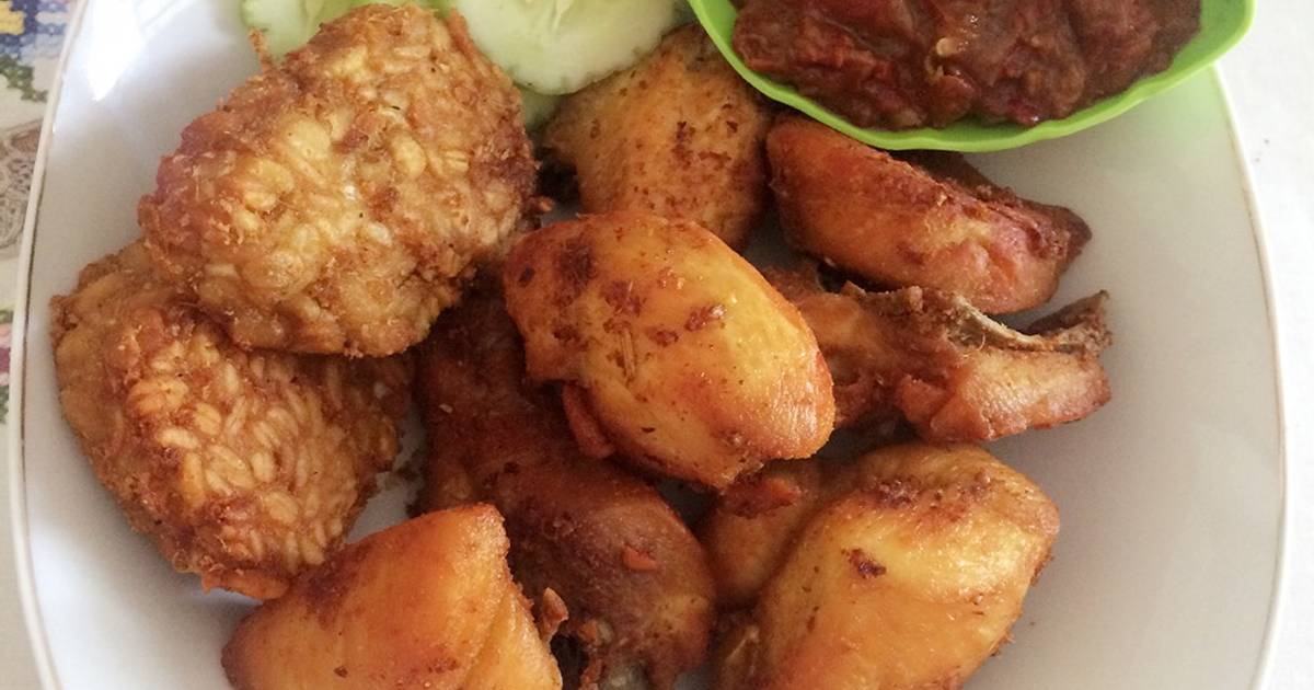 Resep Ayam tempe goreng bumbu kuning ala Dea