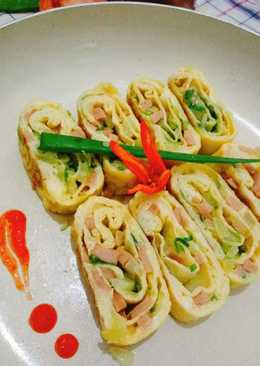 Telur dadar gulung isi sosis (tamagoyaki)