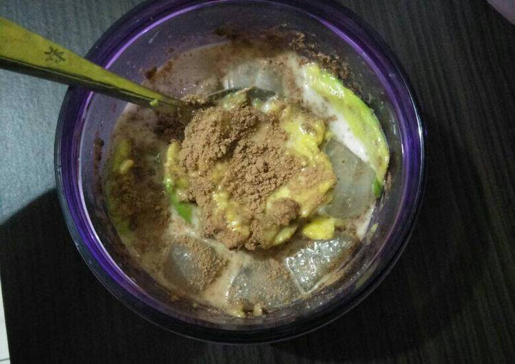 bahan dan cara membuat Es Alpukat keruk Milo??