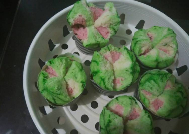 resep lengkap untuk Bolu kukus merekah tanpa soda (mirip semangka) anti gagal