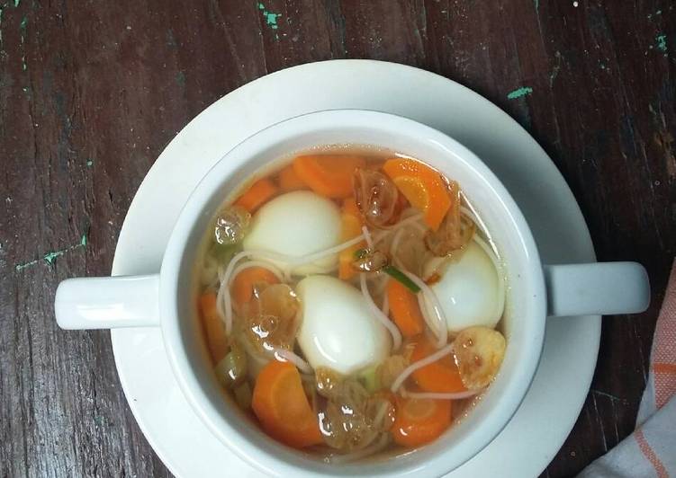 gambar untuk cara membuat Sup telur puyuh