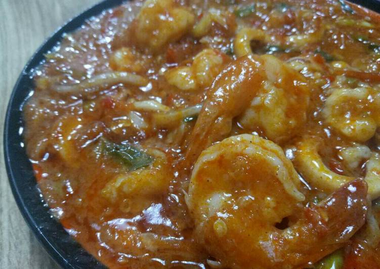 resep makanan Cumi Udang Saos Padang