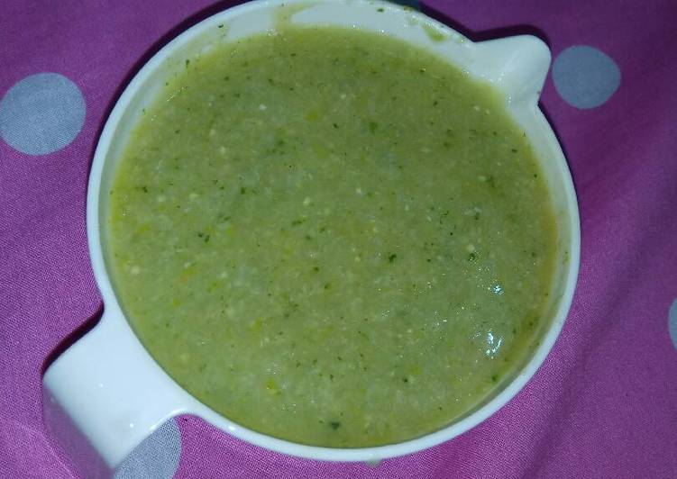 bahan dan cara membuat -MPASI- Bubur daging mix Kale, Edamame, kabocha + evoo 7 MONTHS+