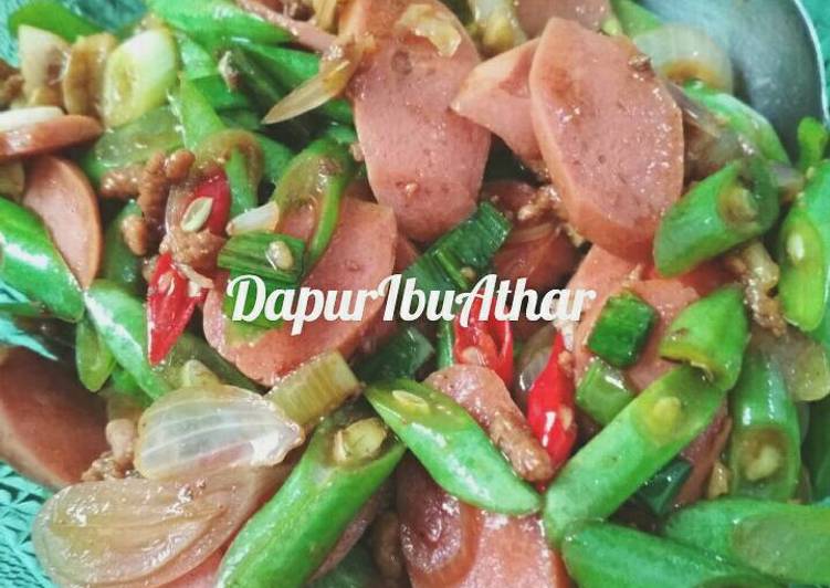 cara membuat Tumis buncis sosis daging