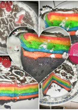 Rainbow cake (cake ulang tahun) ala ma2 sero