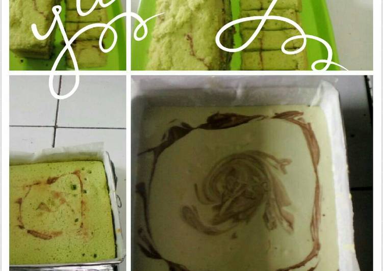 gambar untuk resep Pandan Marmer Cheese & Chocolate Cake (tanpa pewarna)