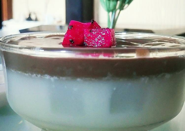 resep masakan Nata de Coco Milky Pudding w' Vla Chocolate