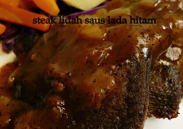 resep steak lidah saus lada hitam