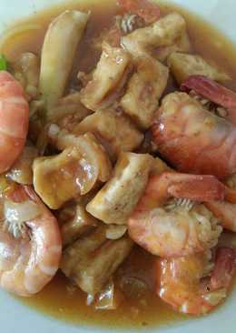Udang tahu saus padang